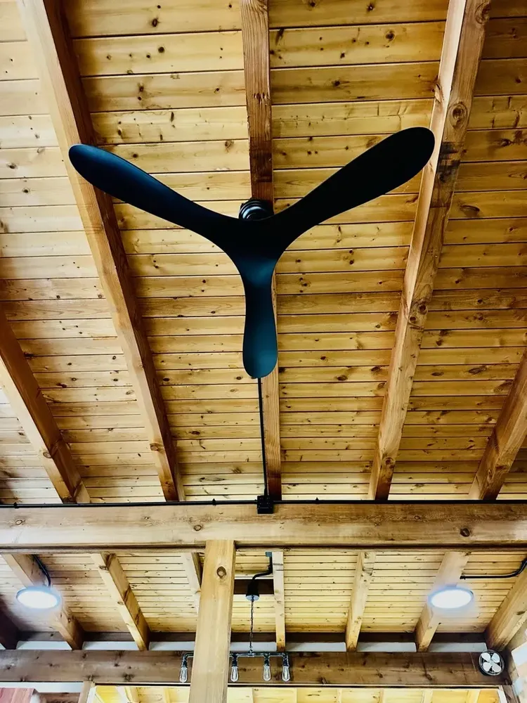 Residential cabin light fixtures and ceiling fan install - Work completed by Mills Electric Co.