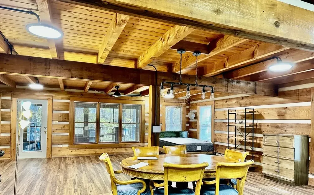 Residential cabin light fixtures and ceiling fan install - Work completed by Mills Electric Co.