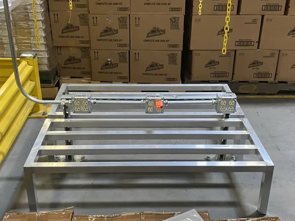 Industrial warehouse heavy-duty forklift fast-charging station setup - Work completed by Mills Electric Co.